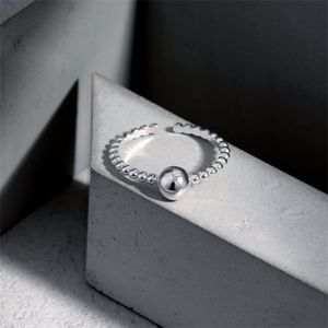 Vintage 925 Sterling Silberringe für Frauen Schmuck kleine Perlen Finger Designer Ring Frau Student Preppy Style Tägliches Outfit Freund Geschenkbox Größe Öffnen verstellbar