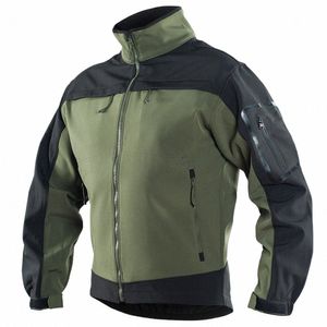 Mäns militär camoue fleece Tactical Jacket Waterproof SoftShell Windbreaker Winter Army Safari Jacket Airsoft Hunt Clothes E900#