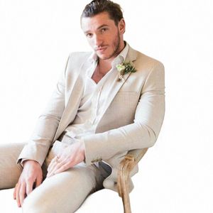 Ternos de verão de linho para homens, casamento, slim fit, noivo, smoking, masculino, lapela entalhada, blazer, 2 peças, jaqueta masculina com calças g6Nk #