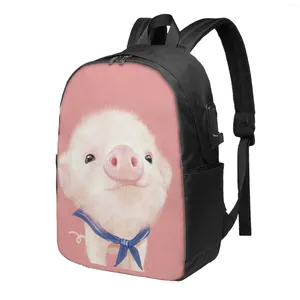 Rucksack, Motiv: Schwein, große Kapazität, Schule, Notebook, modisch, wasserdicht, verstellbar, für Reisen, Sport