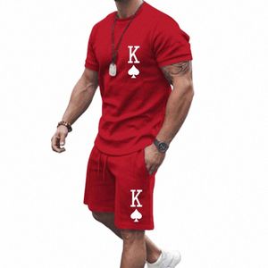Y2K Herren-Sets T-Shirt und Shorts Fi Digital Letter K Druck Tow-Stück Sommer Täglich Freizeitkleidung Street Wear für Männer c3Ni #