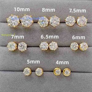 PASS PASS Diamond Tester Classic 6 Prong 925 Sterling Silver Moissanite Back Back Stud arrings