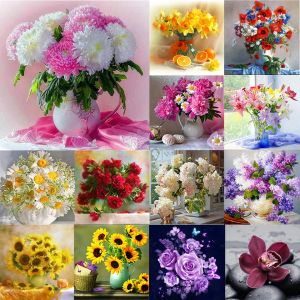 Ścieg 5d Diy Diamond Painting Flowers Peonsle Cross Stitch Zestaw Full Drill Square Haft haftery Mosaic Art Picture of Rhinestones Decor Prezent