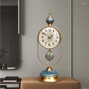 Table Clocks Personalized American Vintage Home Decor Gift Luxury Ceramic Mechanical Clock Living Room Quiet Fashion