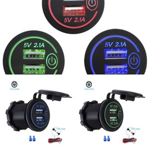 Aggiornamento 4.2A Doppio adattatore USB veloce Presa elettrica con adattatore per presa per auto impermeabile Touch Block D