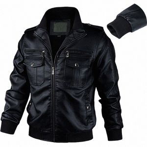 zip Up Leather Jacket Men's Autumn Winter Vintage Motorcycle Jacket for Men Fi Biker Leather Coats Male Outerwear Windbreak B2Me#