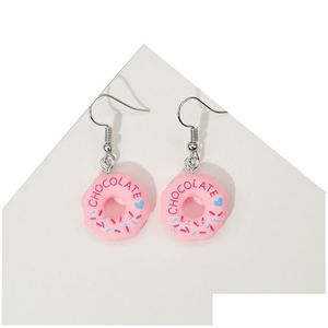 Charm Harts Drop Diy Cute Girls Gift Eardrop Funny Food Snacks Donut Candy Chocolate Gum Stberry Biscuit Earrings for Women Delivery DHFPK