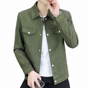 high Quality 2024 New Men's Fi Suede Jacket Autumn Winter Striped Slim Handsome Trend All-match Casual Coat M-4XL 76ET#