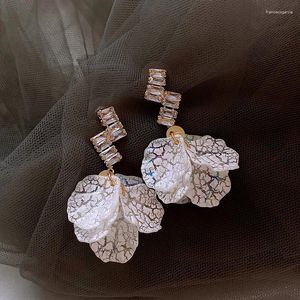 Dangle Earrings Korea Fashion Jewelry 14K Gold Plated Cross Zircon CrackAcrylic Pendantエレガントな女性のビーチパーティーアクセサリー