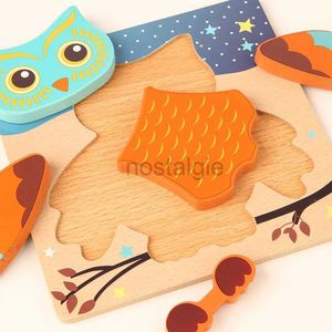 Wysokiej jakości Inteligence Toys 3D Wooden Puzzles Educational Cartoon Animals Early Learning Cognition Puzzle For Children Toys 240327