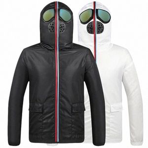 funny jacket men Hooded with Glasses casual jackets men jacket Sun Protecti New Windproof jackets Hat coat men Skin Clothing M5dn#