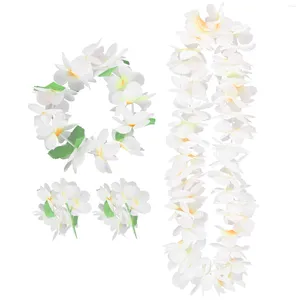 Fiori 4 pezzi decorativi Copricapo hawaiano Ghirlande di fiori Addensare ghirlande floreali Collane artificiali