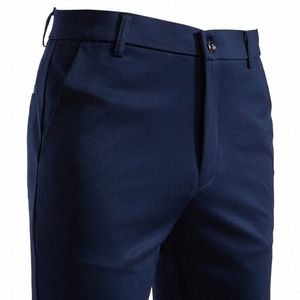 summer Spring Casual Pants Men Suit Pants Khaki Black Office Trousers Slim Fit Spandex Elastic Busin Formal Dr Pants i3tk#