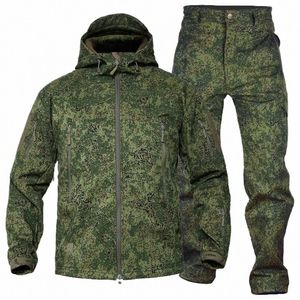 camo Military Fleece Warm Sets Men Winter Windproof Waterproof Shark Skin Soft Shell Tactical Jacket Army Cargo Pant 2 Piece Set 31R5#