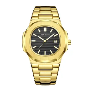 Zegarek Pintime Man Watch Luksusowy pasek ze stali nierdzewnej Top marka kwarcowa na rękę Wodoodporną 30 mln Luminous Calendar Sport Casual Clock