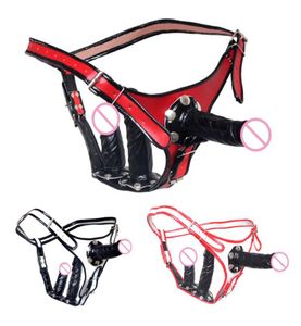 Três alça removível em vibradores lésbicas strapon pênis brinquedo sexy para mulheres viginal anal plug preto adulto para casal7461540