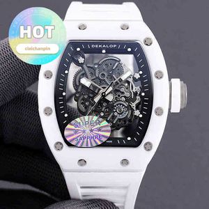 Designer Luxury RM Wrist Watch Mens Mechanical Watch Minority Ceramic Female White Sapphire Hålig ut fulla ut Automatic Swiss Movement-armbandsur