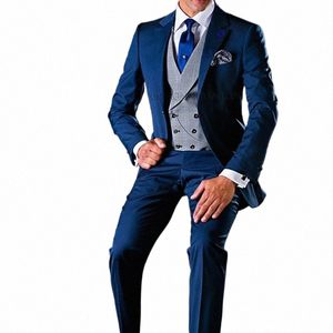 3 Piece Men Suits for Wedding Tuxedo Notched Lapel Custom Male Jacket with Pants Vest 2023 New Fi Clothes A5Rb#