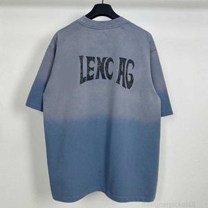 Designer High Version B Family 24 Washed Old Grey Blue Kurzarm-T-Shirt, modisch und vielseitig, lockere Passform für Männer und Frauen MZ1M