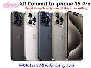 Renoverad original Unlocked iPhone XR Konvertera till iPhone 15 Pro -mobiltelefon med 15 Pro Camera -utseende 3G RAM 64 GB 128 GB 256 GB ROM Mobiltelefon