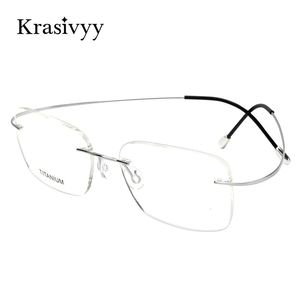 Krasivyy Pure Rimless Glasses Frame Men処方眼鏡ドイツ女性Myopia光学スクリューレスアイウェア240322