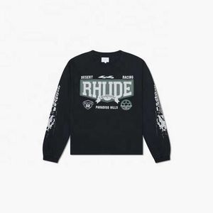 カスタムプリントプリントデザイナーRhude 4x4 LS Tee Plain Cotton Shirts Men Men CrewNeck Long SleeveTシャツ