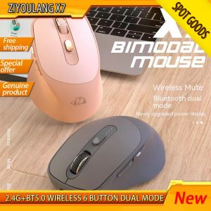 Möss X7 2.4G+BT5.0 Trådlös 6 -knappar Dual Mode Mute Gaming Mouse 4000 DPI Typec RECHAREBLEABLE MOUSES FÖR DATOR PC Desktop Laptop