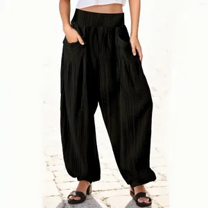 Women's Pants Panties For Women Casual Solid Sweatpants Elastic High Waist Wide Leg Loose Palazzo Holiday Beachwear Fittness