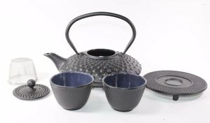 Наборы чайной посуды Чугунный чайник на 24 жидких унции с черной точкой, заварочный чайник, подставка для чая, чайный сервиз