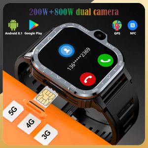 Saatler 4G Net GPS Akıllı İzleme 2.03inch 200+800W Çift Kamera WiFi SIM NFC Sağlam 64G ROM Depolama Google Play IP67 Android Smartwatch