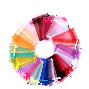 100pcs organza sznurka torebki biżuterii 7x9 9x12 30x40 koraliki cukierki Pakowanie Podarunki na zaręczynowe przyjęcie weselne Deco253o