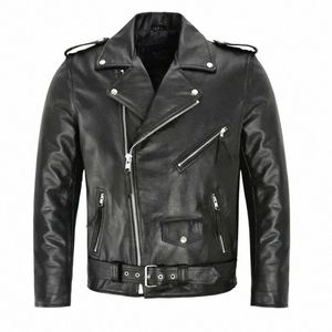 2024 Punk Men PU Leather Jacket Motorcycle Fi Slim Fit Leather Coat 557i#