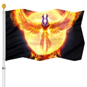 Tillbehör Fire Phoenix flagga livlig färg Flame Polyester Flags Banner med mässing Grommets inomhus veranda utomhushusdekor flagga kvinnor män