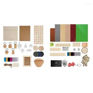 Gravering Material Box Kit DIY Material för CNC Graver inkluderar plywood metal Business Card etc.