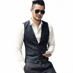 Men's Vest Army Green Slim Fit v Neck Casual Casual Slim Fit Suit Vest Herringbe Twoed Wool Tuxedo Vest for Wedding 83yi#