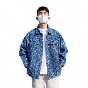 dżinsowe płaszcz dla mężczyzn Butt Autumn Hip Hop Jadowce Man Niebieskie szerokie ramiona Korea Estetyka Oryginalna One Piece Odzież G Y2K Z5CP#