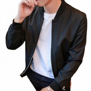 new Men's Casual Black Thin Slim Fit Stand Collar Lg Sleeved O-neck Zip Up Jacket Coat Top Solid Busin Fi Male Jacket A9BF#