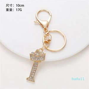 Lanyards Keychains Luxury Rhinestone Crown 26 Letters Car Keychain Accessories Creative A-Z Initialations Gold Keyring Women Ornament 2024