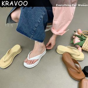 795 Sommer 2024 KRAVOO Hausschuhe Slipper Plattform Keile Ferse Weibliche Offene spitze Rutschen Sandale Strand Urlaub Frauen Flip-Flops Mujer Schuhe 77846