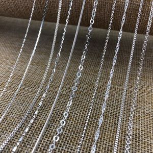 Whole 120pcs lot Mix 10 style Metal Silver Plated Necklaces Chain Diy Fashion Jewelry Necklace For Women Girl Fitting Lobster 268b