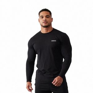 autumn Winter New Men's Lg Sleeved T-Shirt Cott Round Neck Printed Bottom Shirt Gym Running Basketball Training Clothes X0ca#
