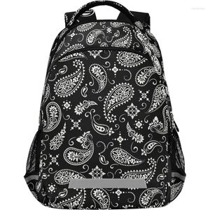 Plecak Ornament Paisley Bandana Print Czarna torebka spersonalizowana laptop notatnik tabletek szkolna torba stylowa