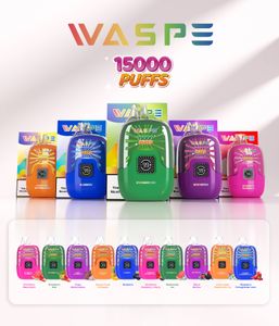 Original WASPE Digital Box Smart Screen puff 15000 18000 Descartável Vape pen Pod Device puff 15K / 12K / 18K recarregável opcional e cigarros eletrônicos França