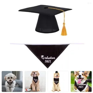 Dog Apparel 2 Pcs Pet Graduation Party Decorative Hat Bib Costume Supplies