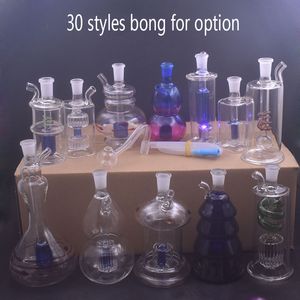 Fabriksuttag 30stylar Pocket Mini Glass Oil Burner Bong 10mm Kvinnlig rökning Vattenrör inline Birdcage Matrix Honeycomb Bong Ash Catcher med rökningstillbehör