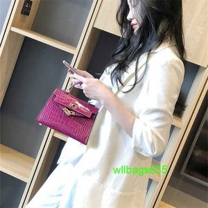 KY Tote Bags Trusted Luxury Leather Handbag Crocodile Pattern Bag For Women Mini Second Generation Bag 2024 New Fashion äkta läder Mini H Have Logo HBRT