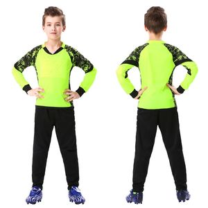 Conjunto de camisa de goleiro de futebol infantil protetor de esponja personalizado uniforme de goleiro shorts engrossar protetor de esponja doorkeepe 240314