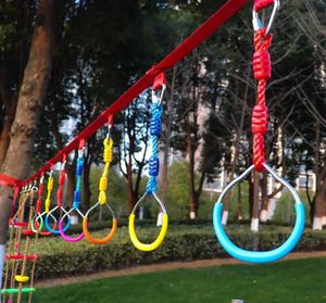 Kids Outdoor Rings Gymnastic Ring Swing Adjustable Swing Rings Colorful Backyard Durable For Ninja Obstacle Course Kit Camping3261723