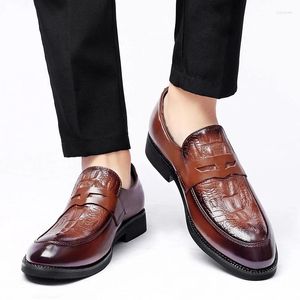 Casual Shoes Genuine Leather Men Crocodile Pattern Mens Loafers Moccasins Breathable Slip On Black Driving