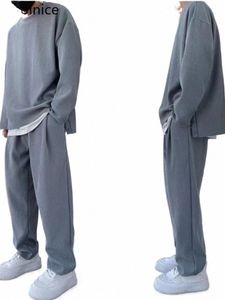 JUSPINICE MĘŻCZYZNIE TODOUSUN AUTUN PLUS Bluz Fleece Dwuczęściowy zestaw Setny Oversited Solid Solid Sports Suit Sets Men W1TA#